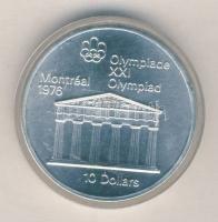 Kanada 1974. 10$ Ag "Montreali olimpia - Zeusz temploma" T:1 Canada 1974. 10 Dollars Ag "Olympics Montreal-Temple of Zeus" C:Unc