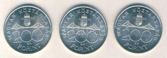 1993. 200Ft Ag "MNB" (3x) T:2