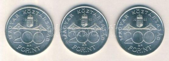 1993. 200Ft Ag "MNB" (3x) T:2