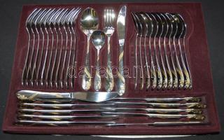 Nivella márkájú 12 személyes komplett evőeszközkészlet tálaló eszközökkel igényes számzáras táskában