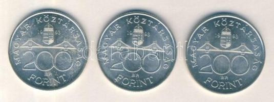 1993. 200Ft Ag "MNB" (3x) T:2