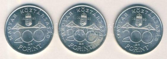 1993. 200Ft Ag "MNB" (3x) T:2