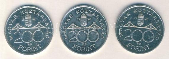 1992. 200Ft Ag "MNB" (3x) T:1-,2