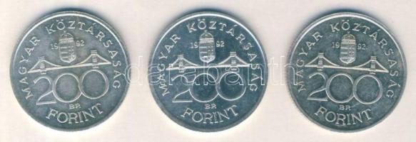 1992. 200Ft Ag "MNB" (3x) T:1-,2