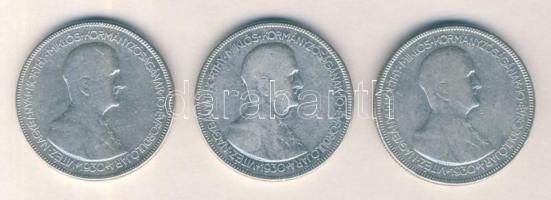 1930. 5P Ag "Horthy jobbra" (3x) T:3