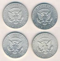 USA 1964. 1/2$ Ag "Kennedy" (4x) T:2 USA 1964. 1/2 Dollar Ag "Kennedy" (4x) C:XF