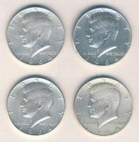 USA 1964. 1/2$ Ag "Kennedy" (4x) T:2
USA 1964. 1/2 Dollar Ag "Kennedy" (4x) C:XF