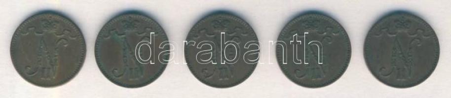 Finnország/orosz fennhatóság 1909-1916. 1p (5x) mind klf évszámmal T:2
Finland/Grand Duchy 1909-1916...