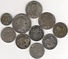 Vegyes ezüstpénz tétel, főleg osztrák 1763-1899 10db T:2,3,4 fúrt, ph.