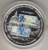 Ausztria 2001. "Búcsú a schillingtől" dekoratív  emlékérem díszdobozban tanúsítvánnyal, ezüstözve szines felülnyomással T:PP