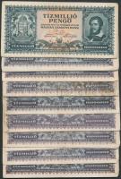 1945. 10.000.000P (4x) + 1946. 10.000.000MP (27x) közte különböző színárnyalatok T:II,II-,III