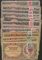 1945. 1000P bélyeggel (41x) + 10.000P bélyeggel (12x) T:II,II-,III
