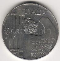 Olaszország 1928. 20L "10 éve fejeződött be az I. Világháború" ezüst T:2/3 ph. reszelőnyom RRR!!!