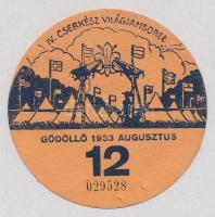 1933 Gödöllő Jamboree vasúti kedvezményre jogosító bón a Jamboree 12. napjára