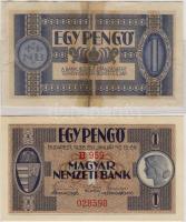 1938. 1P T:I + 1P előlapon csak alapnyomattal, középen elszakadva RRR!!!