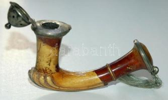 Ezűst kupakos tajték pipa eredeti bőr tokban