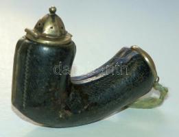 Ezűst kupakos tajték pipa eredeti bőr tokban