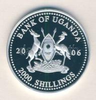 Uganda 2006. 2000Sh Ag "Futball hírességei - Argentína/Spanyolország 1950-es évek" T:PP Tanúsítvánnyal Uganda 2006. 2000 Shilling Ag "Hall of Fame of football-Argentina/Spain 1950s" C:PP