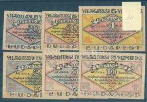 Budapest 1920. "Világítási és Vízmű R.T." 20f, 50f, 1K, 2K, 5K, 10K T:I