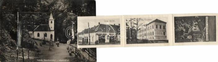 Vasvár Szentkútvölgy kápolna leporellocard (benne vasútállomás és Schrammel László kereskedése) (fl)