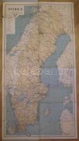cca 1920 Svédország térkép / Map of Sweden 50x80 cm