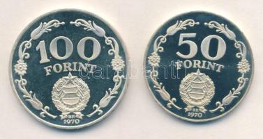 1970. 50Ft Ag + 100Ft Ag "Felszabadulás" pár T:PP