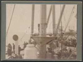 cca 1910 A Cunard Line Pannonia óceánjáró-gőzöse keményhátú fotó Ragány Pista fényképésztől / Cunard Line Pannonia photo 12x9 cm