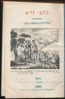 cca 1860 Régi Héber imakönyv kopott bőr borítással / Old Hebrew prayer-book in leather cover