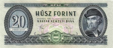 1980. 20Ft (3x) egymás utáni sorszámmal T:I-