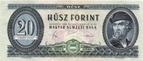 1980. 20Ft (3x) kettő egymás utáni sorszámmal T:I-