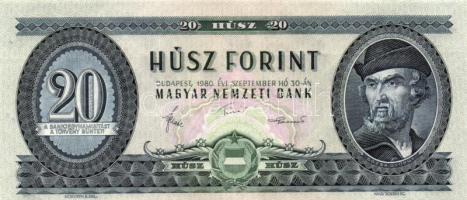 1980. 20Ft (3x) kettő egymás utáni sorszámmal T:I-