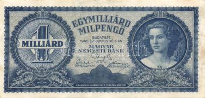 1945-46. 100P-1.000.000.000MP , összesen 14db különféle bankjegy T:II,II-,III