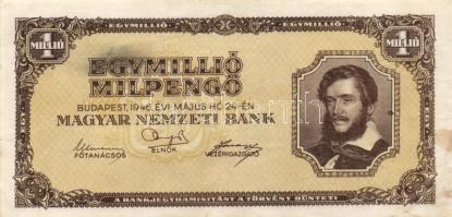 1945-46. 100P-1.000.000.000MP , összesen 14db különféle bankjegy T:II,II-,III