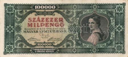 1945-46. 100P-1.000.000.000MP , összesen 14db különféle bankjegy T:II,II-,III