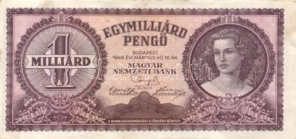 1945-46. 100P-1.000.000.000MP , összesen 14db különféle bankjegy T:II,II-,III