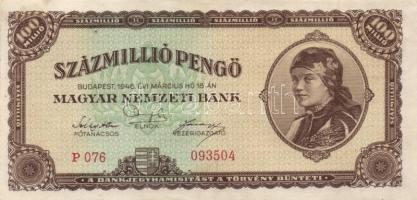 1945-46. 100P-1.000.000.000MP , összesen 14db különféle bankjegy T:II,II-,III