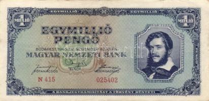 1945-46. 100P-1.000.000.000MP , összesen 14db különféle bankjegy T:II,II-,III