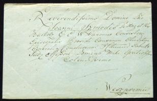 1838 Nagyalakú levél a veszprémi püspöknek sárkányölő Szent Györgyöt ábrázoló hátoldalán díszes viaszpecséttel