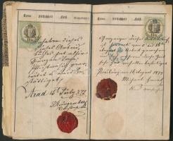 1871 Inas munkakönyve sok cseh és magyar bejegyzéssel, viaszpecséttel / Work-book with many entries