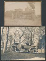 cca 1916 Automobil Budapesten és Vonat fotója / Automobile in Budapest and train  11x8 cm, 9x6 cm