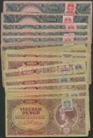 1945. 1000P bélyeggel (16x) + 10.000P bélyeggel (29x) T:II-,III