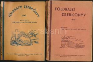 1940-1943 2db Földrajzi zsebkönyv, az egyik szétesett