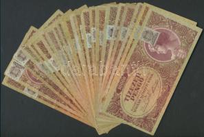 1945. 10.000P (30x) bélyeggel, közte hibásan felragasztottak is T:II,II-,III