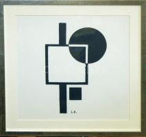 ~1960 Kassák Lajos szitanyomat, jelzett, üvegezett keretben 37x37cm