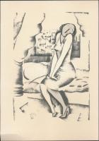 Molnár C Pál (1894-1981): Kis szériás ofszet-karton, 21x29 cm