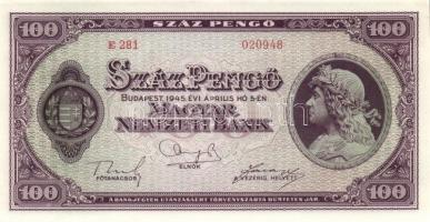 1945. 100P (5x) egymás utáni sorszámmal T:I-