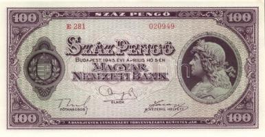 1945. 100P (5x) egymás utáni sorszámmal T:I-