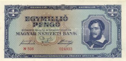 1945. 1.000.000P (2x) egymás utáni sorszámmal T:I,I-(apró folt)