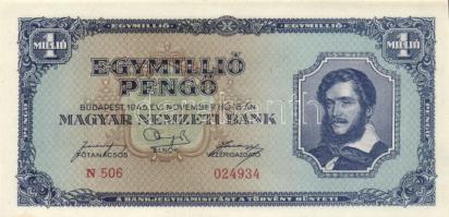 1945. 1.000.000P (2x) egymás utáni sorszámmal T:I,I-(apró folt)