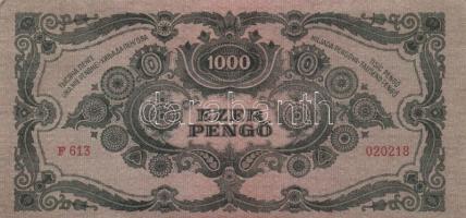 1945. 1000P bélyeggel (2x) egymás utáni sorszámmal T:I-(apró saroktörés)